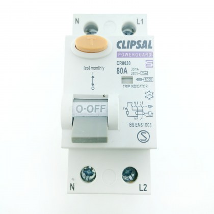 Clipsal PowerGuard CR8030 80A 80 Amp 30mA RCD 2 Double Pole Circuit Breaker